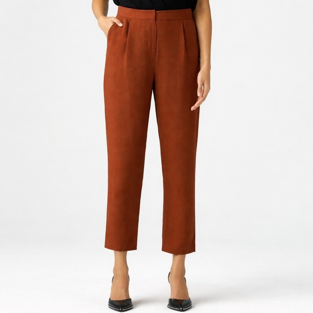 Vetta Every Day Pants Trouser in Terracotta Tapered Ankle High Waisted Size 6